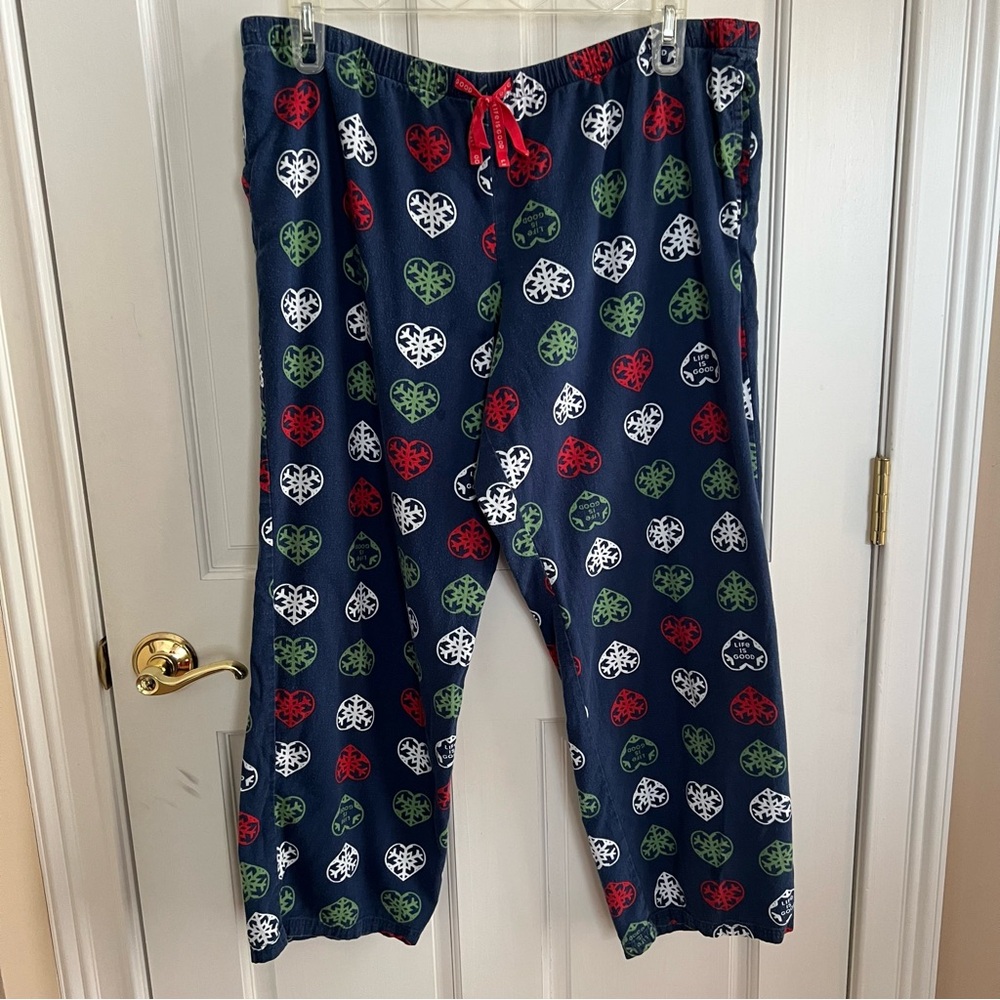 Womens LIFE IS GOOD Sleep Size XL Drawstring Waist Pajama Pants Holiday Print